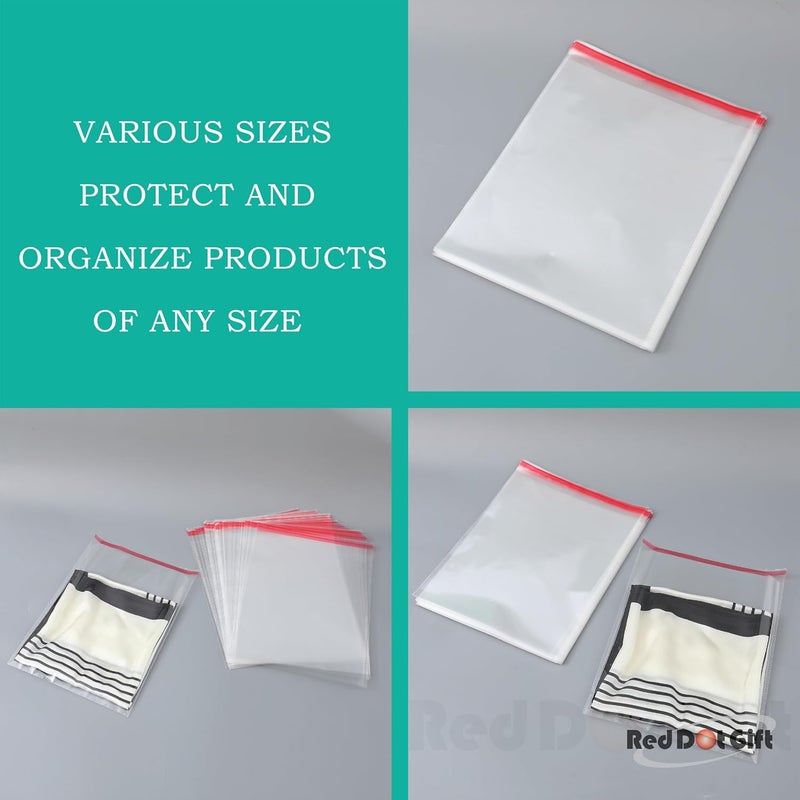 Red Dot Gift® 100 pcs (27X52+3cm) Plastic Bags Clear Cellophane Bags Plastic Self Sealing OPP Cellophane Poly Bags Self Adhesive Plastic Bags for packing and storage - Image 5