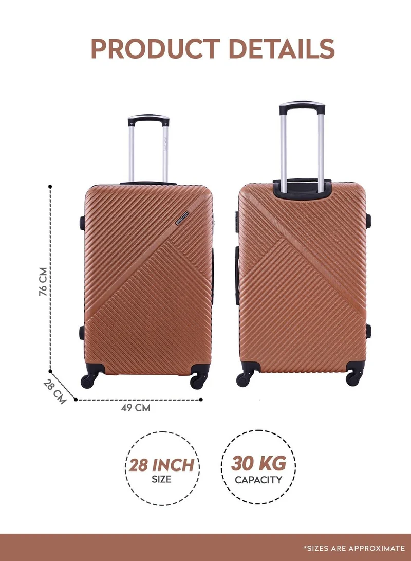 PARAJOHN Large 28-Inch ABS Material Lightweight Hardshell Luggage Trolley | carrying 30kg Durable Hardsided Spinner Trolley Suitcase brown