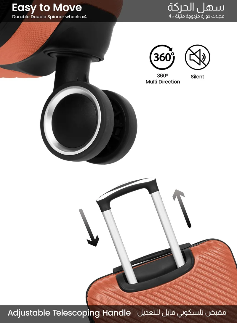 PARAJOHN Large 28-Inch ABS Material Lightweight Hardshell Luggage Trolley | carrying 30kg Durable Hardsided Spinner Trolley Suitcase brown