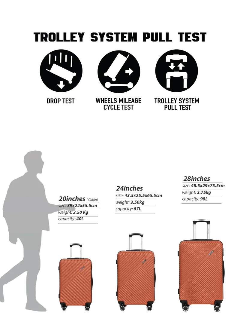 PARAJOHN Large 28-Inch ABS Material Lightweight Hardshell Luggage Trolley | carrying 30kg Durable Hardsided Spinner Trolley Suitcase brown