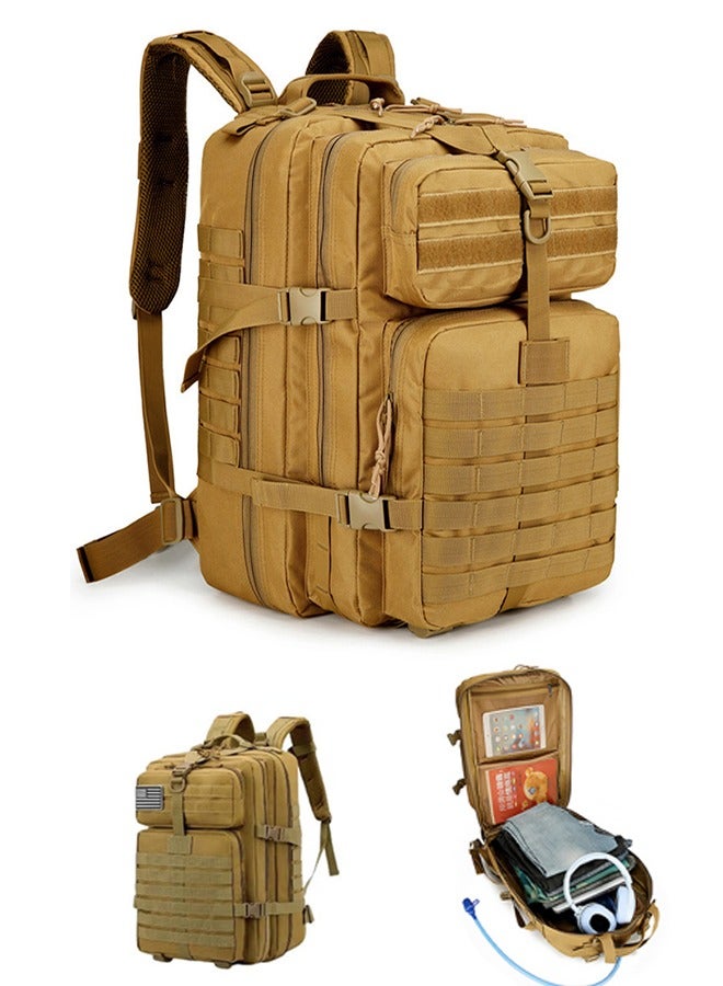 عربست حقيبة ظهر عسكرية تكتيكية متعددة الجيوب بسعة 45 لترًا لركوب الدراجات والسفر وتسلق الجبال للرجال حقيبة رياضية خارجية مريحة وجيدة التهوية ومقاومة للماء ومتعددة الوظائف وحقيبة ظهر للمشي لمسافات طويلة والتخييم والصيد والسفر والدراجات النارية - Image 1