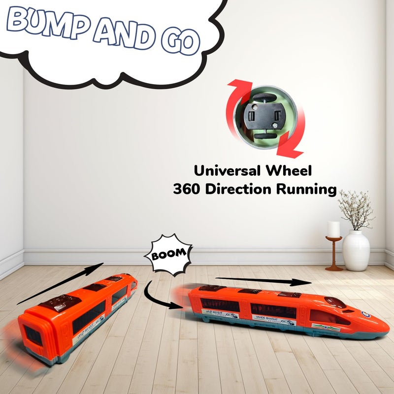 SMART BOY Vande Bharat Express Battery Operated Train Toy with Bump & Go Action, Music & 3D Lights – 41cm Big Size Educational Toy for Kids (105 - Orange) - Image 5