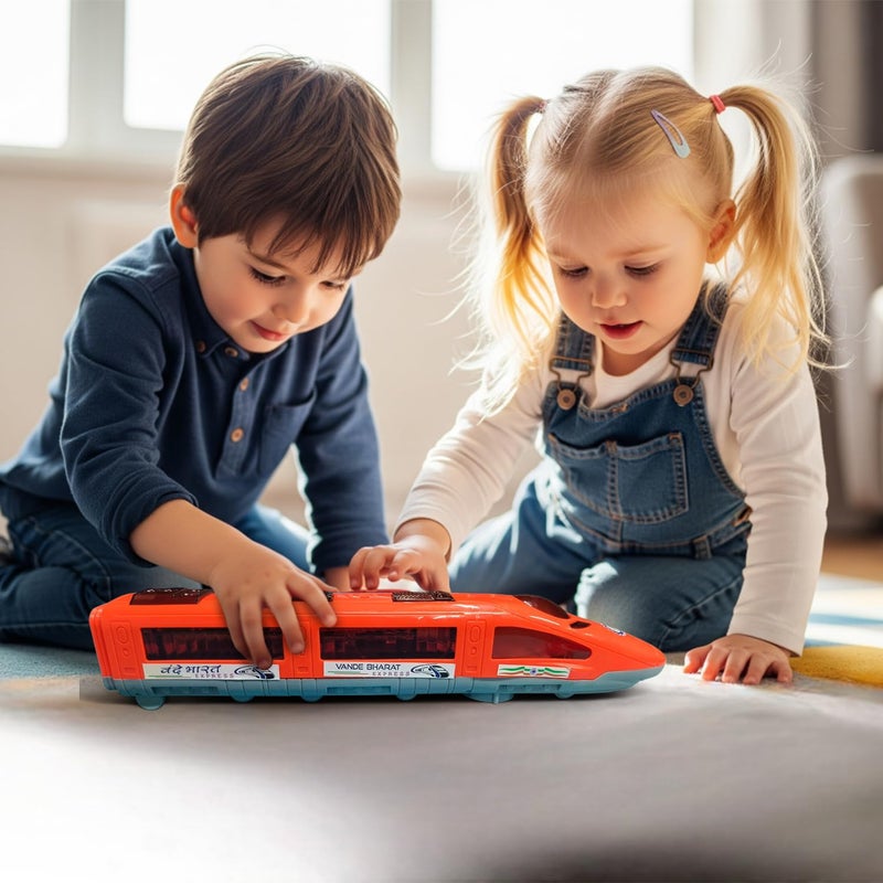 SMART BOY Vande Bharat Express Battery Operated Train Toy with Bump & Go Action, Music & 3D Lights – 41cm Big Size Educational Toy for Kids (105 - Orange) - Image 2