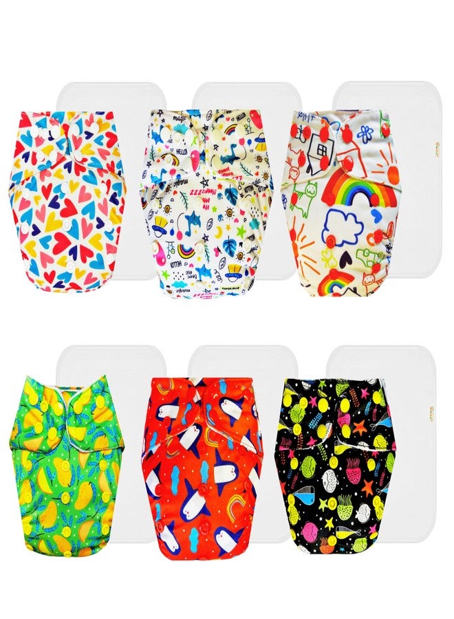 Dumbledo Premium Cloth Diaper with Cotton Insert (Pack of 6) | Dry Feel and Comfortable | Reusable & Washable | Travel Friendly | Ideal for Toddlers | 3 Months - 3 Years | Unisex Baby - Image 1