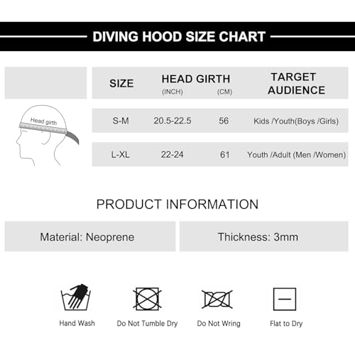 REALON Neoprene Diving Hood Wetsuit Cap for Men Women and Youth 3mm Thermal Scuba Headband Swim Beanie, Long Hair Protection Hat for Swimming Surfing Windsurfing Snorkeling Water Sports - Image 3