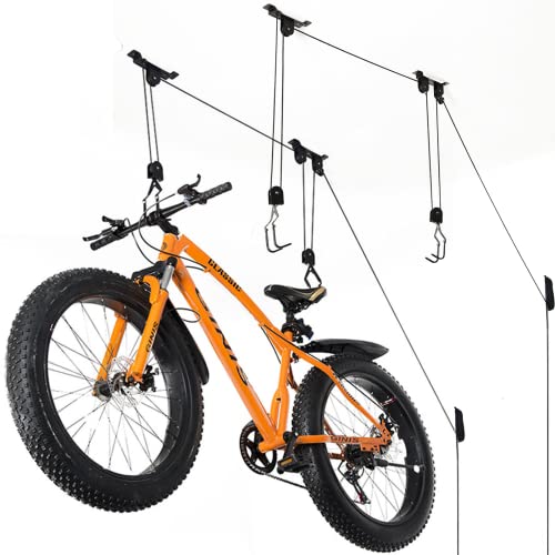 Wallmaster Ceiling Bike Mount Hanger, Bike Ceiling Lift Hoist, Bike Pulley System for Garage, Indoor Bicycle Hooks, 2 pack - Image 1