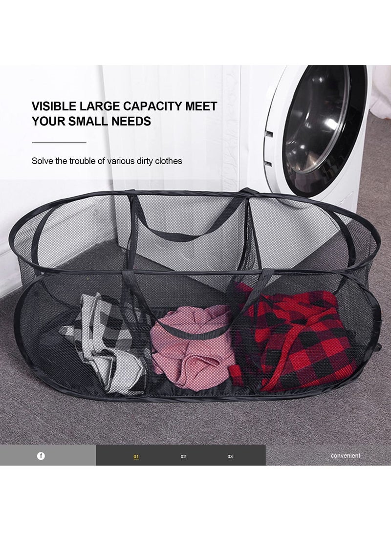 Y&D SYOSI Collapsible Laundry Basket, Mesh Hamper Basket 3 Compartment Sorter with Durable Handles Bottom High Carbon Steel for Room, Bathroom, Kids College Dorm  - Image 4