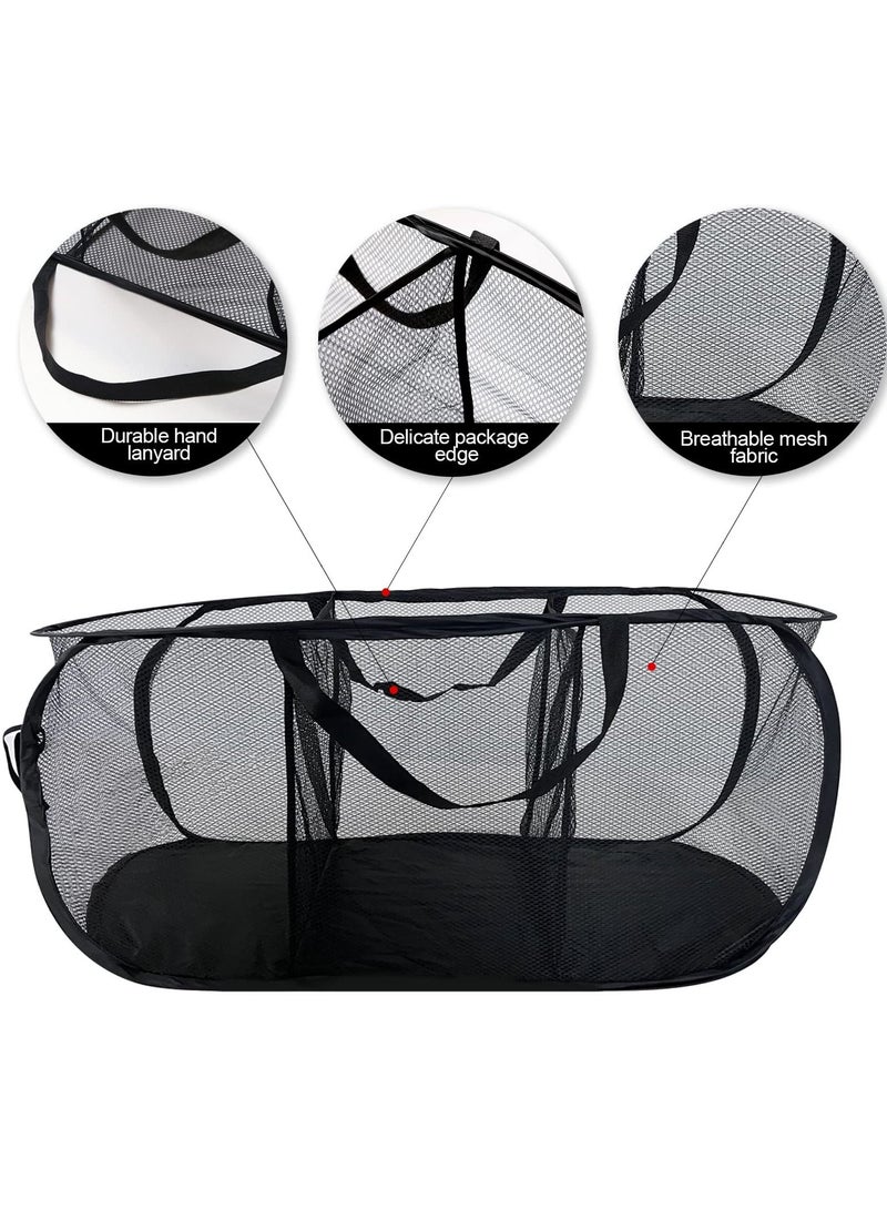 Y&D SYOSI Collapsible Laundry Basket, Mesh Hamper Basket 3 Compartment Sorter with Durable Handles Bottom High Carbon Steel for Room, Bathroom, Kids College Dorm  - Image 3