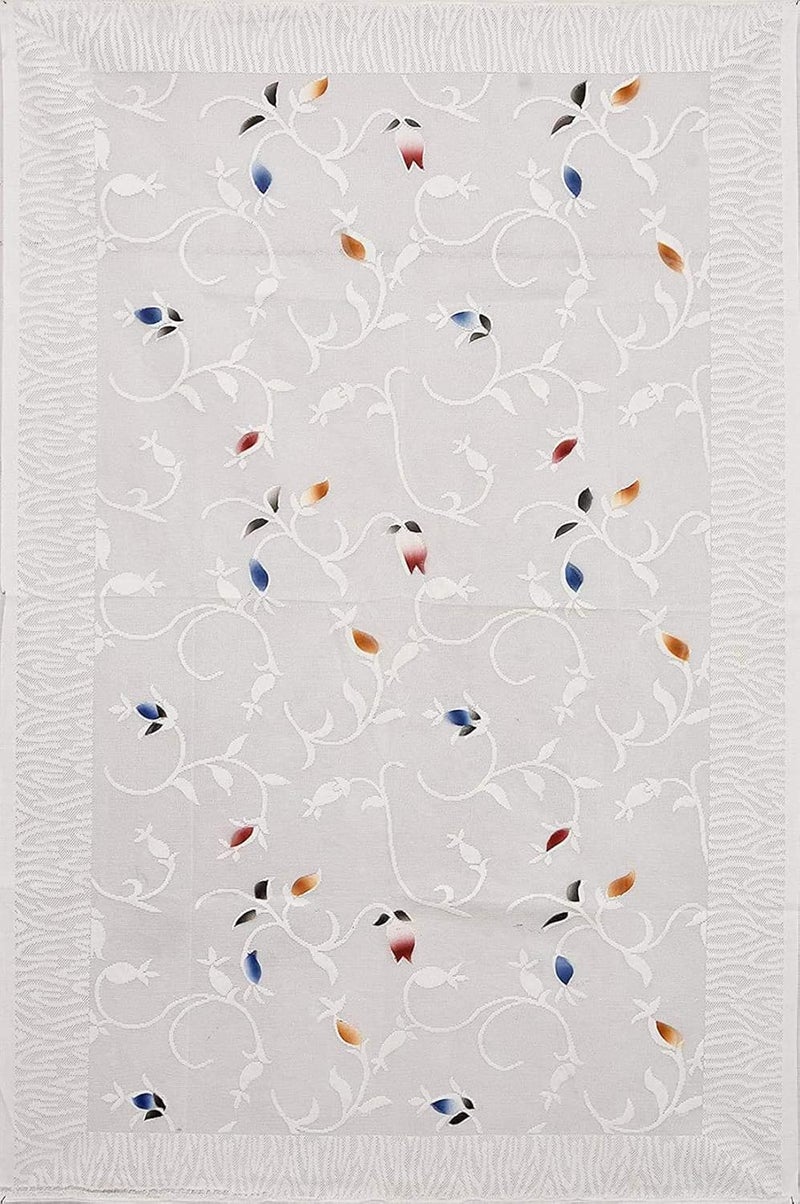 HOMECROWN Net Fabric Floral Pattern French Lace Center Table Cover Poyester and Cotton Blend Table Cover for Central Table and 4 Seater Dining Table 60x40 Inch White - Image 3