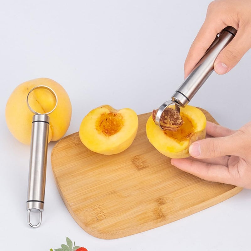 3pcs Stainless Steel Fruit Corer Versatile Pear Corer and Pitter Tool for Apples Peaches Cherries and Dates Kitchen Utensil with Hanging for Easy Storage and Efficient Core Removal - Image 5