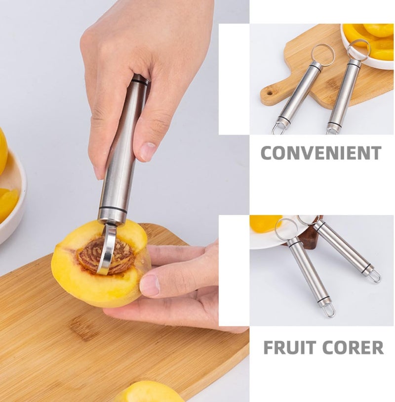 3pcs Stainless Steel Fruit Corer Versatile Pear Corer and Pitter Tool for Apples Peaches Cherries and Dates Kitchen Utensil with Hanging for Easy Storage and Efficient Core Removal - Image 2
