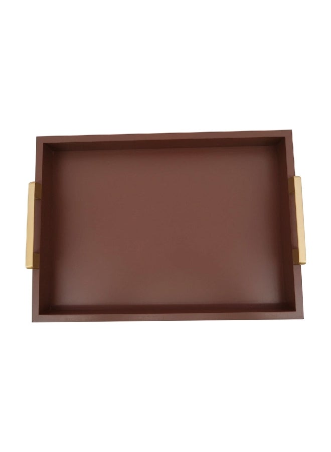 فيلي صينية خشبية مستطيلة بمقبض باللونين البني والذهبي غير لامع بمقاس 42 سم