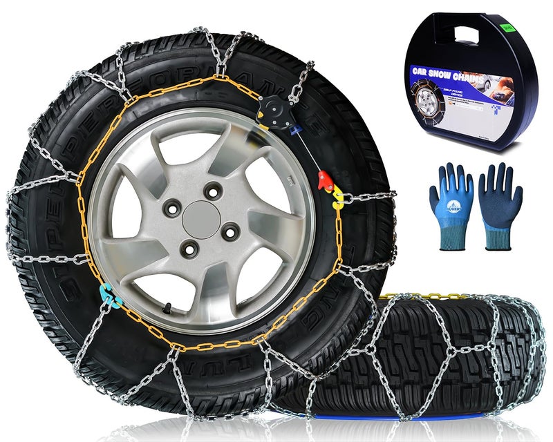 AUVEBY Snow-Chains Auto Fixing 1 Min Quick Fit Easy Installation Tire-Chains, Portable Reusable Universal Emergency Tire Traction Chain for Passenger Car, Pickup Trucks and SUV - Set of 2 (HKN-120) - Image 1