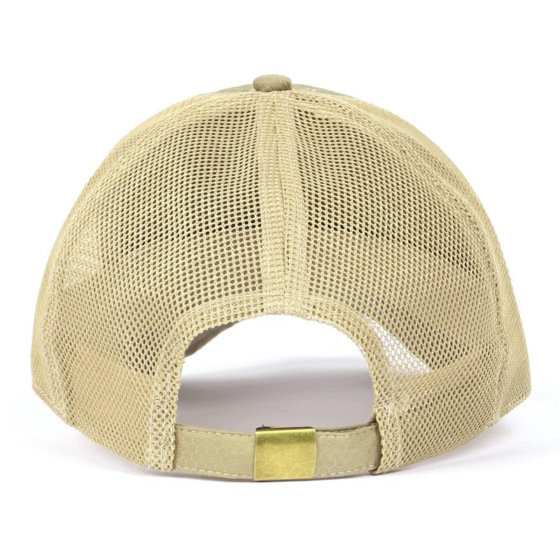 Zylioo Zylioo XXL Oversize Mesh Trucker Baseball Cap,Adjustable Plain Breathable Fitted Cap,Quick Dry Running Hat for Big Heads Khaki  - Image 2