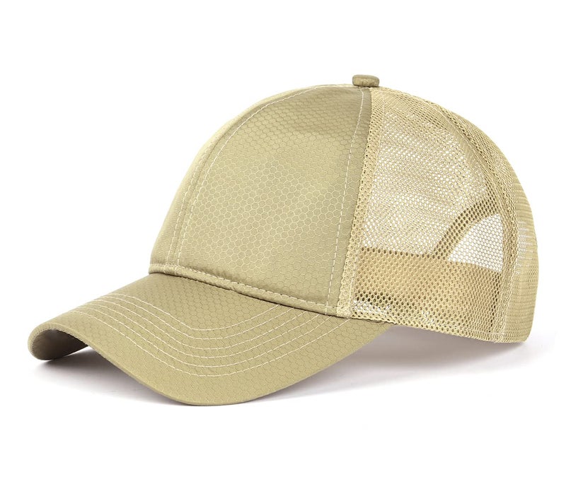Zylioo Zylioo XXL Oversize Mesh Trucker Baseball Cap,Adjustable Plain Breathable Fitted Cap,Quick Dry Running Hat for Big Heads Khaki  - Image 1