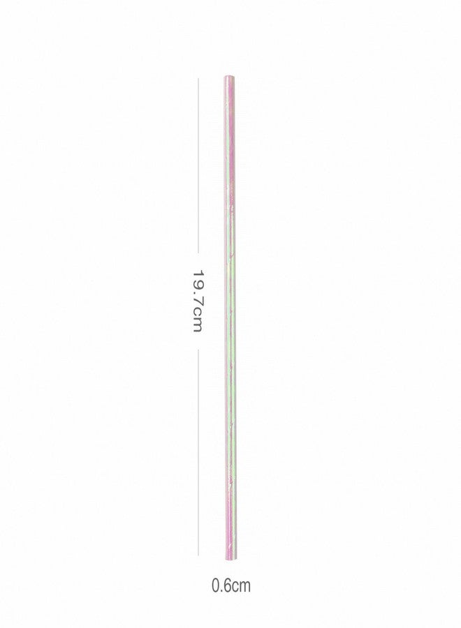Ipalmay Foil Iridescent Pink Pearl Cocktail Paper Straws, Disposable 7.75 Inches, Pack of 100 - Image 2