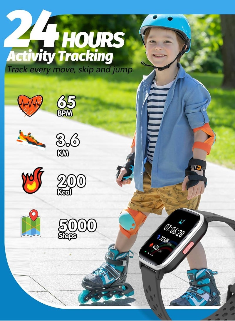 EVEREEN Kids Smart Watch with Sleep Mode, 20 Sports Modes, 5 Games and Pedometer - Fun Birthday Gifts for 4-16 Year-Olds(Black)  - Image 2
