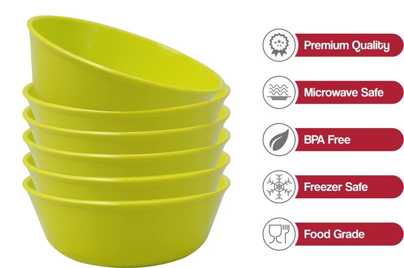 Wonder Homeware Prime Sigma 300 Unbreakable BPA Free Plastic Bowl Set for Cereal, Salad, Rice, Soup, Pasta, Snack Bowl, Microwave Safe, Dishwasher Safe, 12 Pcs, 300 ml, Green Color - Image 5