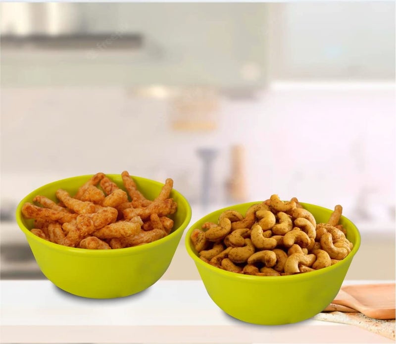 Wonder Homeware Prime Sigma 300 Unbreakable BPA Free Plastic Bowl Set for Cereal, Salad, Rice, Soup, Pasta, Snack Bowl, Microwave Safe, Dishwasher Safe, 12 Pcs, 300 ml, Green Color - Image 2