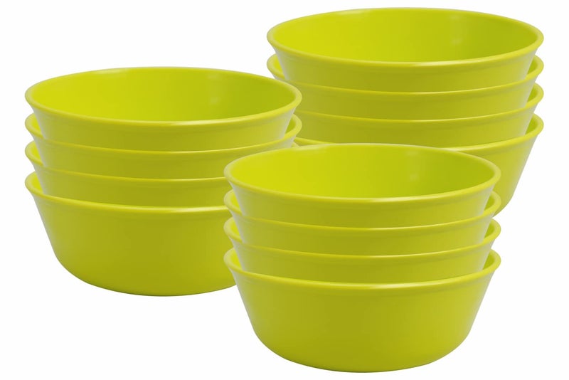 Wonder Homeware Prime Sigma 300 Unbreakable BPA Free Plastic Bowl Set for Cereal, Salad, Rice, Soup, Pasta, Snack Bowl, Microwave Safe, Dishwasher Safe, 12 Pcs, 300 ml, Green Color - Image 1