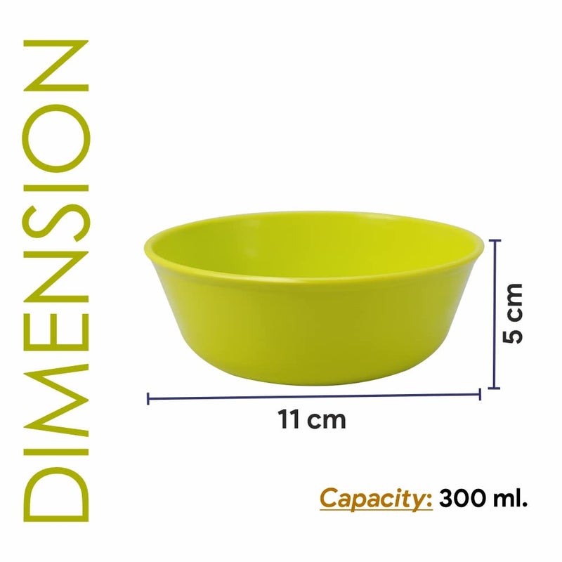 Wonder Homeware Prime Sigma 300 Unbreakable BPA Free Plastic Bowl Set for Cereal, Salad, Rice, Soup, Pasta, Snack Bowl, Microwave Safe, Dishwasher Safe, 12 Pcs, 300 ml, Green Color - Image 3