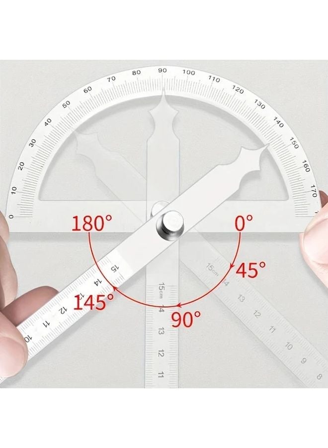 2pcs Stainless Steel Carpenter Square Protractor Ruler Blue Accents Precision Angle Measuring Tool - Image 5