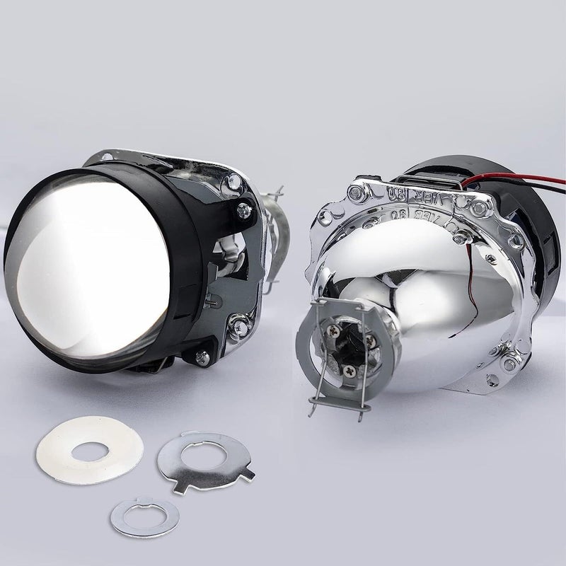 YUFANYA 2.5 Inch H1 8.1 Ver Bixenon Projector Lens HighLow Beam Function with White Angel Eyes Decoration,Black Shrouds Mask,Fit for H1 H4 H7 Car Motorcycle Retrofit - Image 2