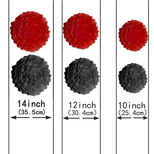 AWESON PARTY Black Red Casino Game Night Party Hanging Decorations - Viva Las Vegas Baby Shower Birthday Party Foil Swirls Tissue Paper Pom Poms Flowers Wedding Party Ceiling Hangings Decorations, 20Ct - Image 3