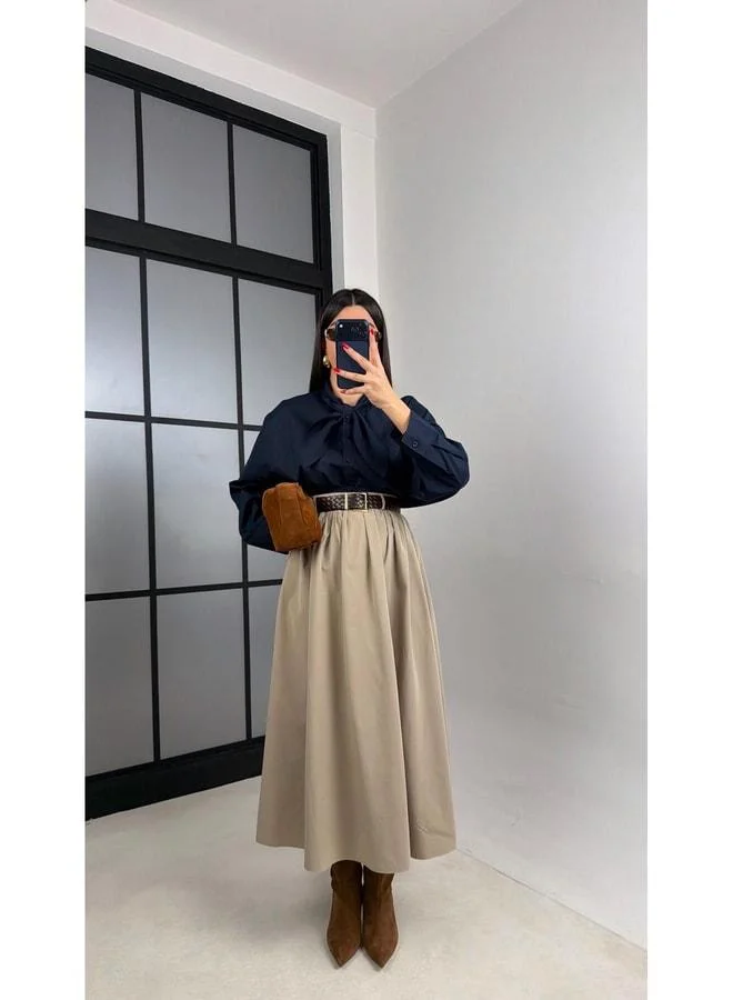 Gaus Soft Haki Pocket Belted Skirt GAUS-00996.