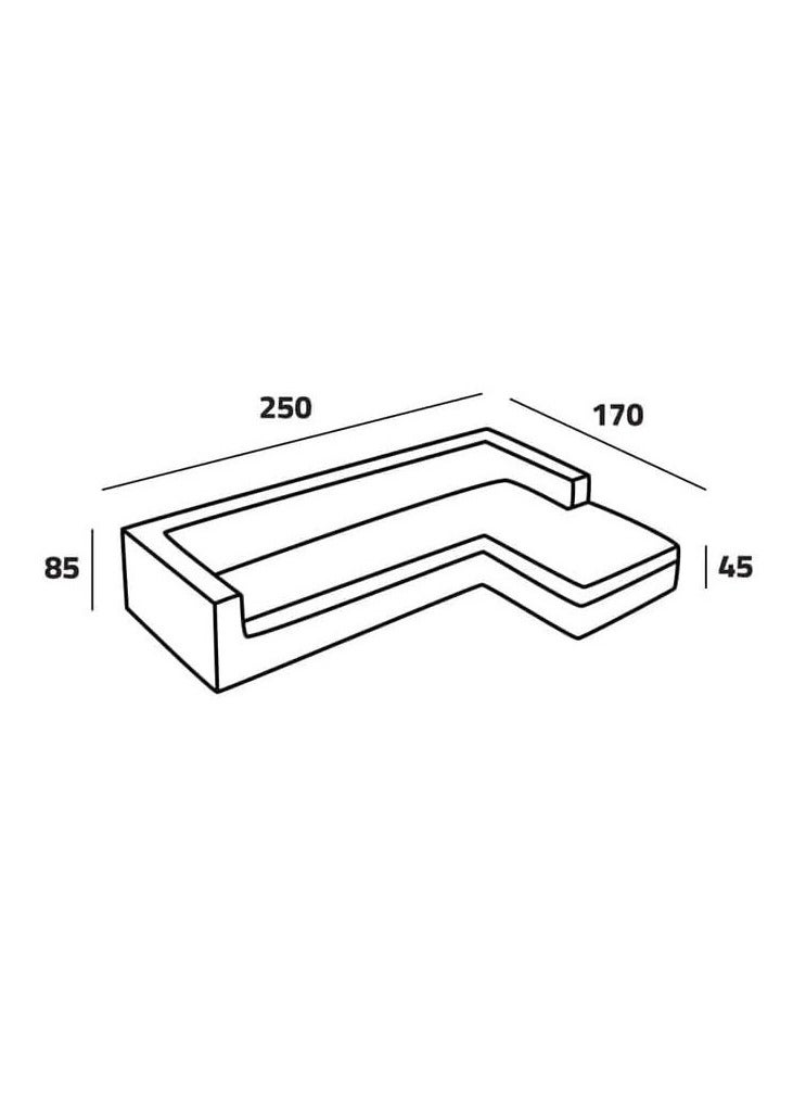 Mardod Saudi L-shaped Corner Sofa Made Of Natural Wood With Luxurious Fabric, Size 250 / 170 x 90 x 85 Cm - Beige - MS_ID_LSF_0002 - Image 2