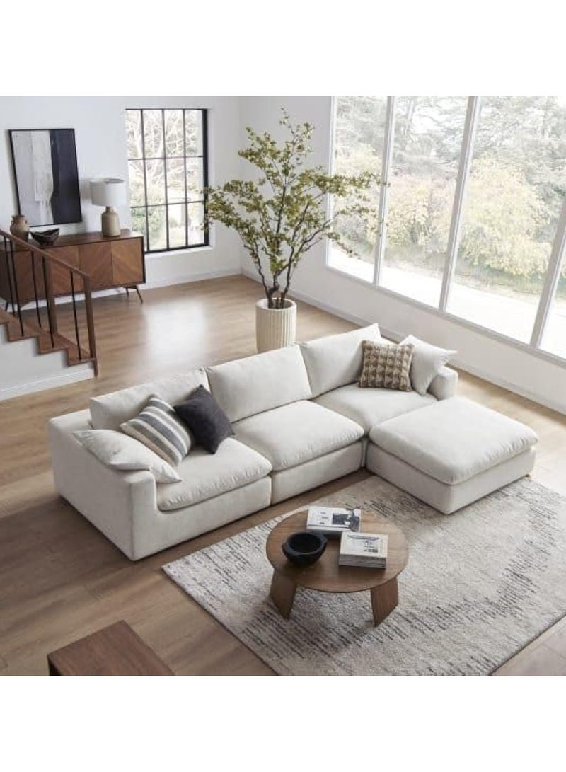 Mardod Saudi L-shaped Corner Sofa Made Of Natural Wood With Luxurious Fabric, Size 250 / 170 x 90 x 85 Cm - Beige - MS_ID_LSF_0002 - Image 1