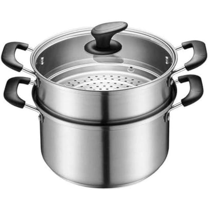 وعاء بخار صغير مزدوج الطبقات من الفولاذ المقاوم للصدأ مع غطاء لموقد الغاز الحثي - Image 2