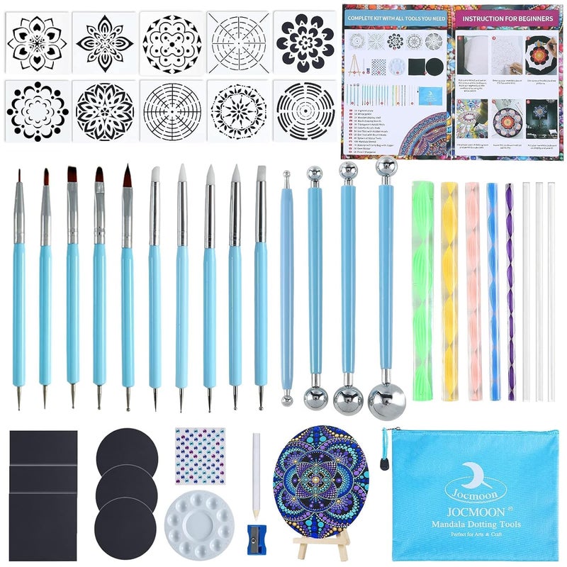 53 Arts 53ARTS® 45Pcs Mandala Dotting Tools Set with a Zipper Storage Bag for Painting Rocks,Mandala Art,Coloring and Drafting - Image 1