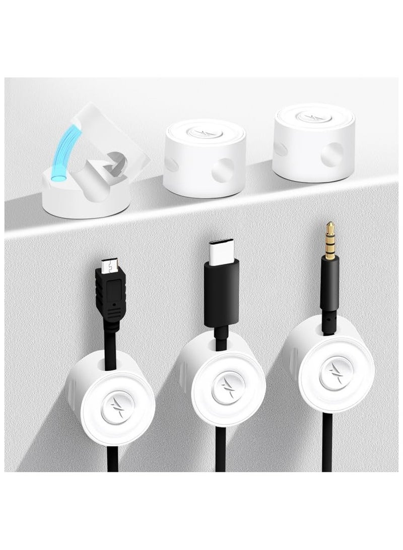 SYOSI 6 Pack Magnetic Cable Clip Clips, Cord Organizer, Under Desk Cable Management, Adhesive Cord Clip Storage Box for Home Desk Phone Car Wall Desktop Nightstand, Wall Cable Management (White) - Image 1