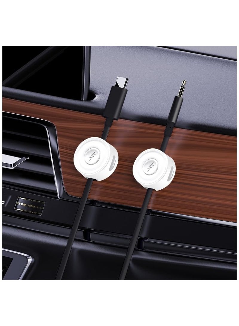 SYOSI 6 Pack Magnetic Cable Clip Clips, Cord Organizer, Under Desk Cable Management, Adhesive Cord Clip Storage Box for Home Desk Phone Car Wall Desktop Nightstand, Wall Cable Management (White) - Image 2