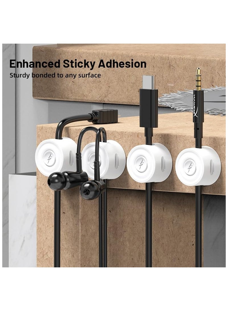 SYOSI 6 Pack Magnetic Cable Clip Clips, Cord Organizer, Under Desk Cable Management, Adhesive Cord Clip Storage Box for Home Desk Phone Car Wall Desktop Nightstand, Wall Cable Management (White) - Image 4