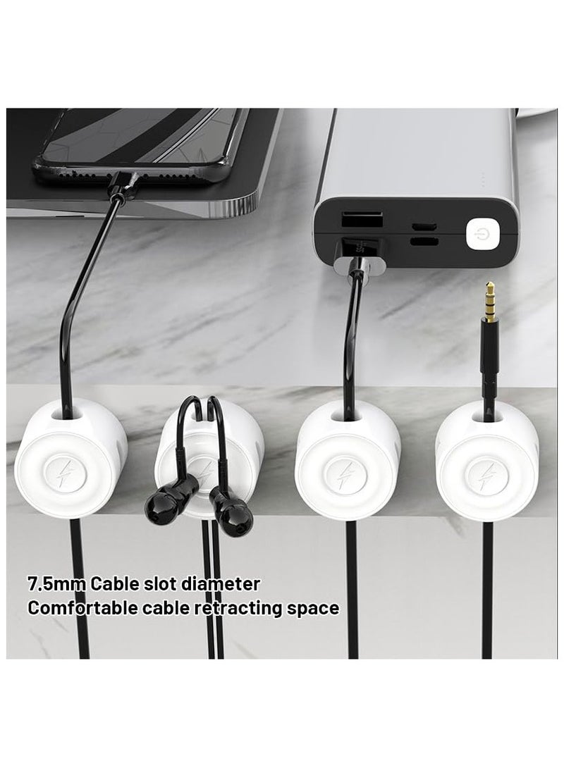 SYOSI 6 Pack Magnetic Cable Clip Clips, Cord Organizer, Under Desk Cable Management, Adhesive Cord Clip Storage Box for Home Desk Phone Car Wall Desktop Nightstand, Wall Cable Management (White) - Image 5