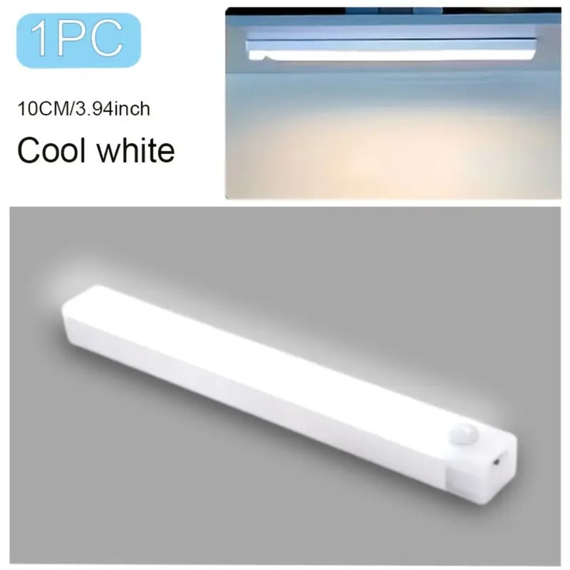 ضوء LED تحت الخزانة مع مستشعر حركة - قابل لإعادة الشحن عبر USB، ضوء أبيض دافئ، شريط مغناطيسي، مناسب للمطبخ، السلالم، شريط إضاءة مستشعر حركة المدخل، ضوء مستشعر حركة مغناطيسي أسفل الخزانة، ضوء ليلي أبيض بارد/دافئ