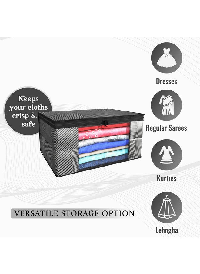 Kuber Industries Kuber Industries (Pack of 6) Saree Covers | Foldable Storage Bag for Almirah & Wardrobe | Non-Woven Saree Bags (9 Inch) Clothes Bag for Women (Lining Print) Sari Cover Bags | Grey  - Image 4