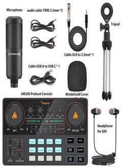 Maono Podcast Equipment Bundle-MaonoCaster Lite-Audio Interface-All in One-Podcast Production Studio with 3.5mm Microphone for Live Streaming,Podcast Recording,Youtube,PC,Smartphone (AM200-S1)  - Image 1