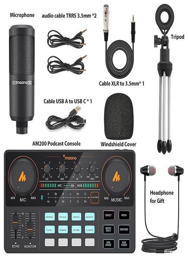 Maono - Podcast Equipment Bundle-MaonoCaster Lite-Audio Interface-All in One-Podcast Production Studio with 3.5mm Microphone for Live Streaming,Podcast Recording,Youtube,PC,Smartphone (AM200-S1) - Image 1