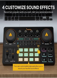 Maono Podcast Equipment Bundle-MaonoCaster Lite-Audio Interface-All in One-Podcast Production Studio with 3.5mm Microphone for Live Streaming,Podcast Recording,Youtube,PC,Smartphone (AM200-S1)  - Image 4