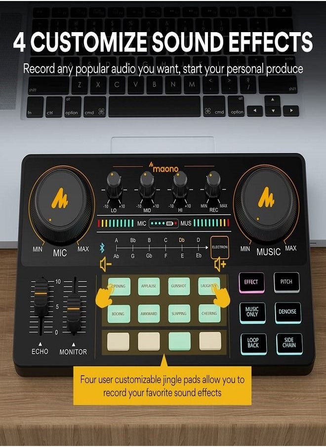 Maono - Podcast Equipment Bundle-MaonoCaster Lite-Audio Interface-All in One-Podcast Production Studio with 3.5mm Microphone for Live Streaming,Podcast Recording,Youtube,PC,Smartphone (AM200-S1) - Image 1