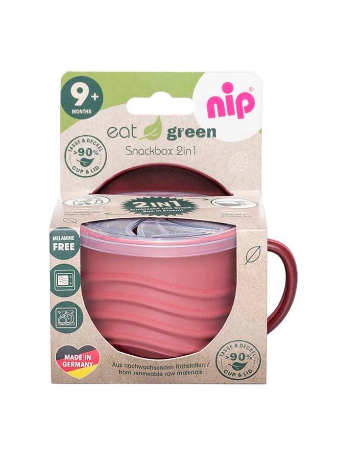nip 2In1 Snack Box With Silicone Cover, Extra-Light And Ergonomic, Break-Proof, Microwave And Dishwasher Friendly, Bio-Based Plastic, Red 250Ml - Image 4