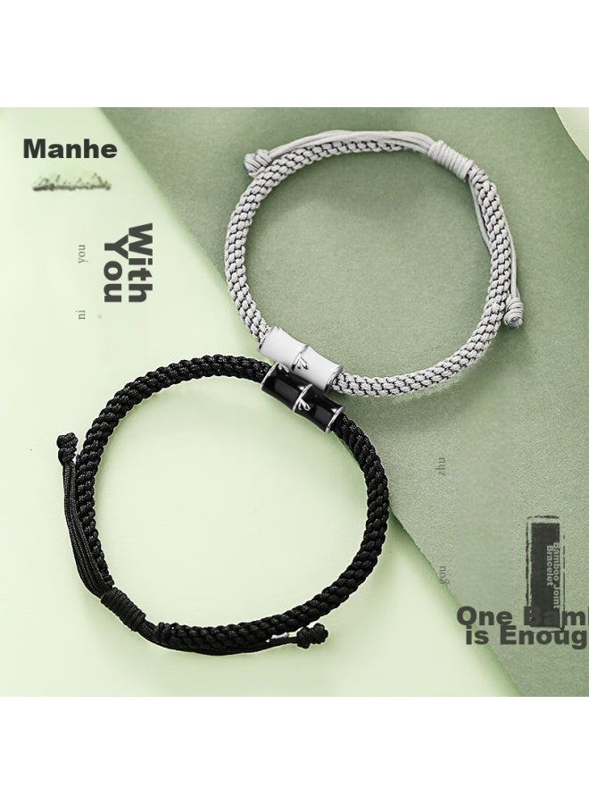Manhe S925 Silver Couple Bracelets, One Pair For Women And Men, elry, Practical Birthday Gift For Wife Or Girlfriend - Image 1