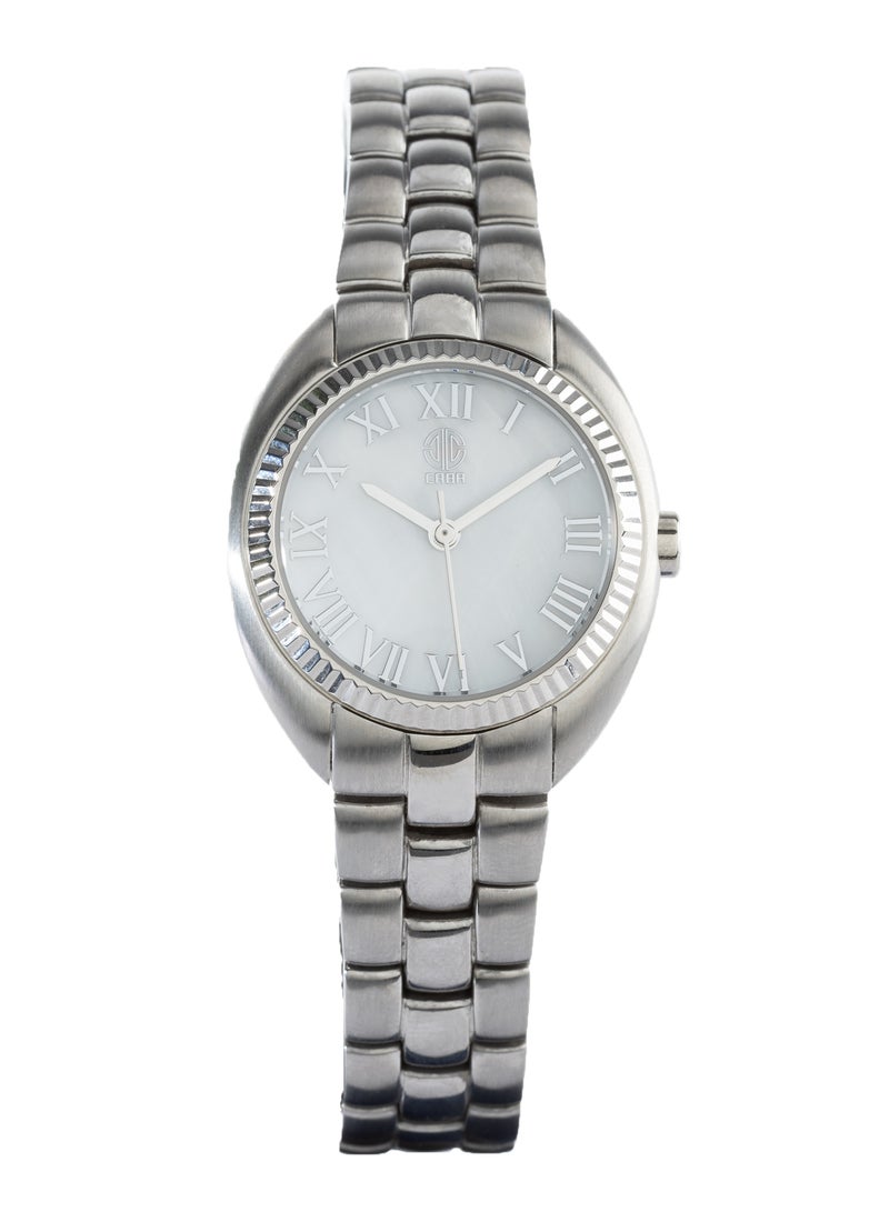 CABA Women's Watch, Elegant Design, Roman Numbers, Stainless Steel Bracelet, Waterproof, Silver - 3106889L - Image 1