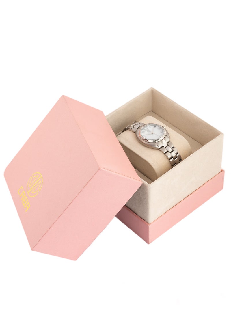 CABA Women's Watch, Elegant Design, Roman Numbers, Stainless Steel Bracelet, Waterproof, Silver - 3106889L - Image 2