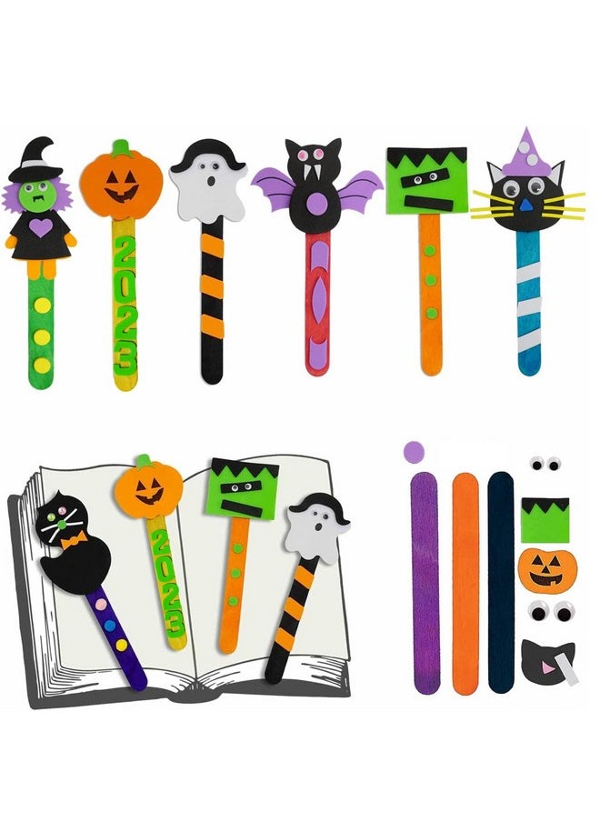4E's Novelty Halloween Crafts Bookmark For Kids (12 Pack) 2023 Bulk Fall Craft Kit Classroom Crafts Supplies Halloween Activities For Kids Ages 48 812  - Image 1