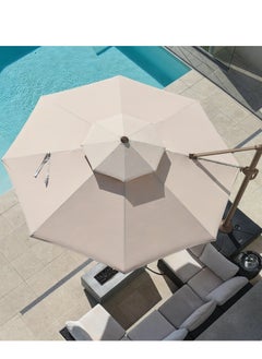 Wooden Twist Wooden Twist Sunshade Aluminium Garden Water Base Round Umbrella with Rotating Handle Stylish Outdoor and UV-Resistant Canopy  - Image 2