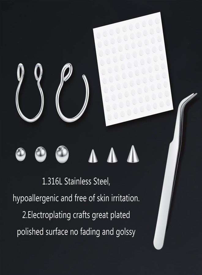 D.Bella Fake Piercings Fake Nose Ring Hoop Fake Septum Piercing Fake Lip Ring Fake Snake Bites Fake Eyebrow Piercing Clip Nose Septum Lip Piercing Fake Eyebrow Ring Face Piercings - Image 5